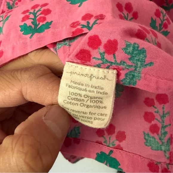 PRINTFRESH pink organic cotton floral puff short sleeve boxy cropped blouse top - Picture 9 of 9